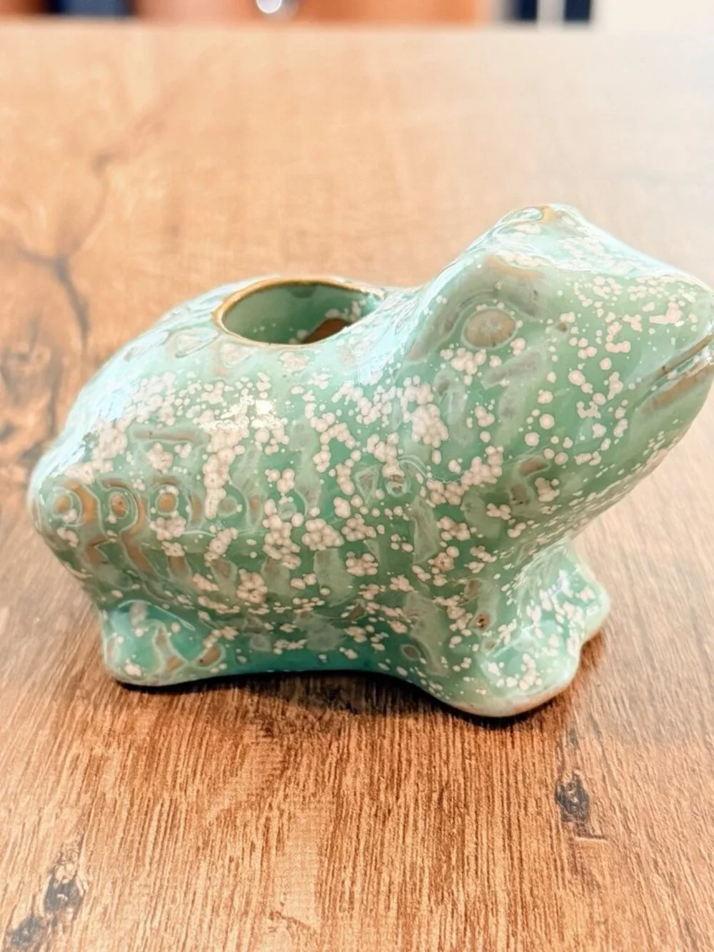 Creative Coop‎ Design Stoneware Frog Toad Taper Candle Holder Gift Decor Green